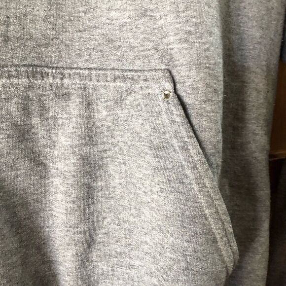 JET John Eshaya V-Neck Heather Rhinestone Detail Pullover Hoodie Gray - M/L - Picture 8 of 15